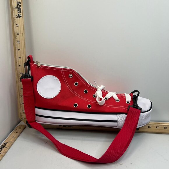 Handbags - Red Sneaker Bag Canvas Purse Unique Shoe Design Adjustable Strap Handbag
